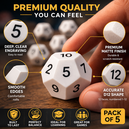 UNBOX TLM D12 Dice (Pack of 5 White)